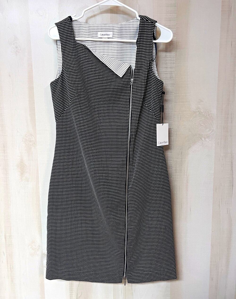 Calvin Klein Black White Check Sheath Dress - New with tag